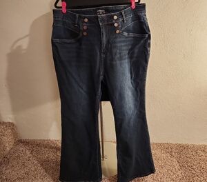 BloomChic Navy Flare Jeans Size 20 Button Accents